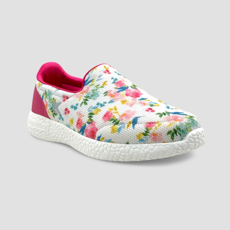 Colours Of Spring - White floral- loafers for women