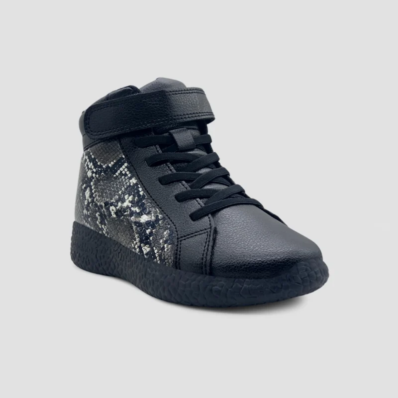 Black Snake Print High Ankle Sneakers for boys and girls