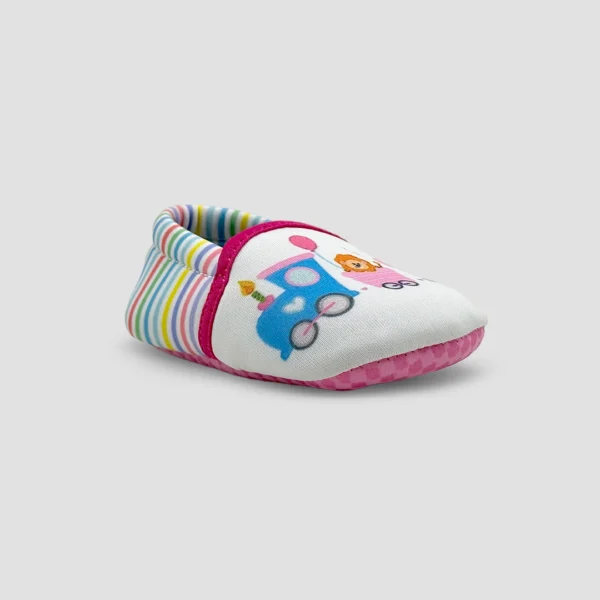 Animal Train Tootsies -Pink White Baby Girl Booties