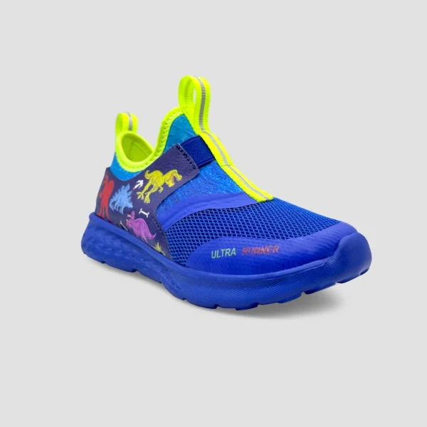 Ultra Runner - Royal Blue Dinosaurs Printed Shoes for Boys and Girls