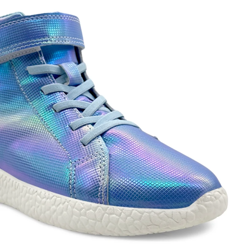 White Holographic High Top Sneakers for boys and girls
