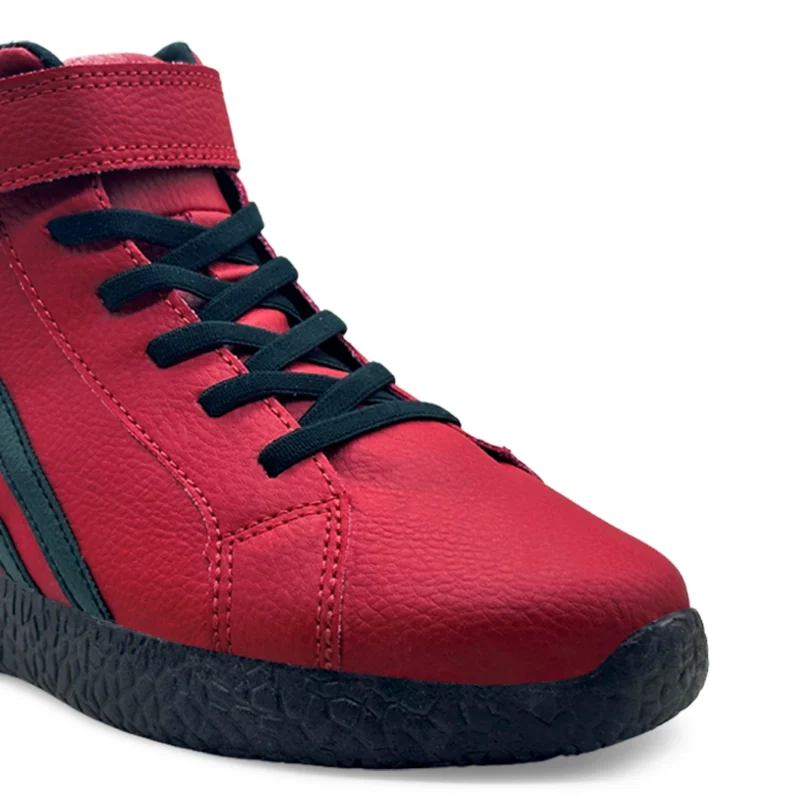 Red With Black Stripes High ankle Sneakers for boys and girls