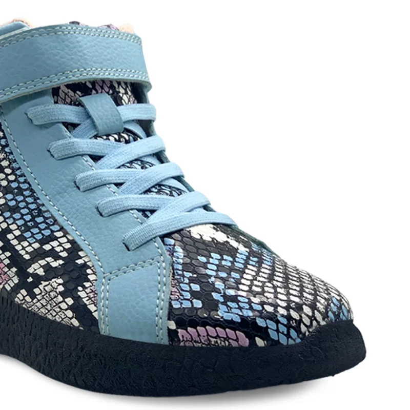 Pink Blue Snake Print High ankle Sneakers for girls