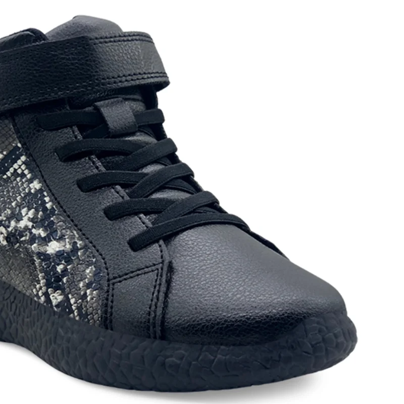 Black Snake Print High Ankle Sneakers for boys and girls