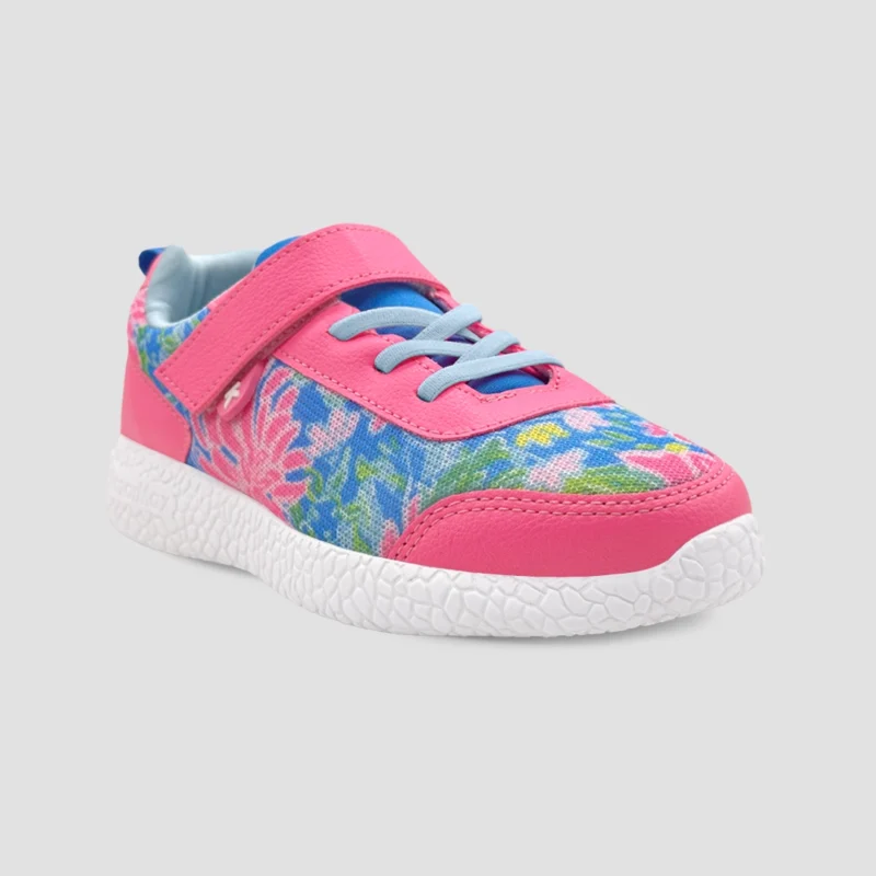 Neon Pink Floral - Sports Shoes for Girls