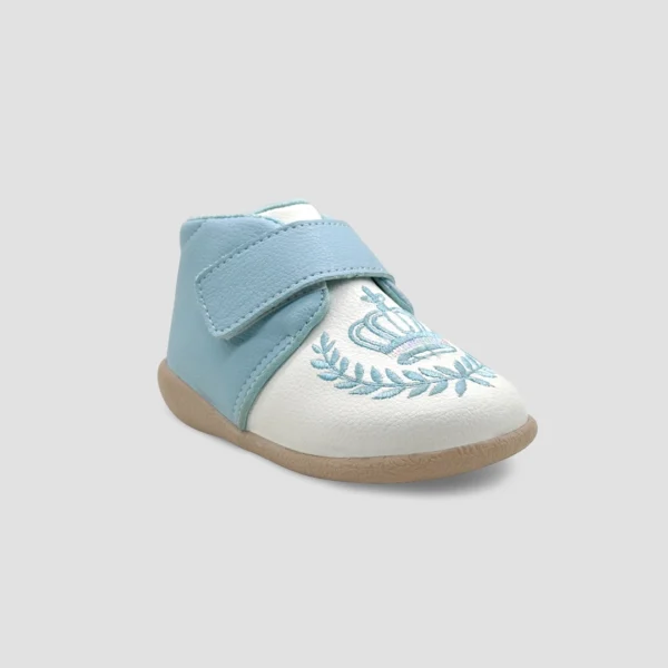 Blue Crown Embroidery - Baby Boy High Top Booties