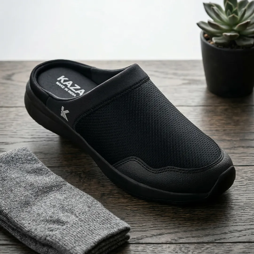 Men's Lounge Comfort Cushioned Black Mules