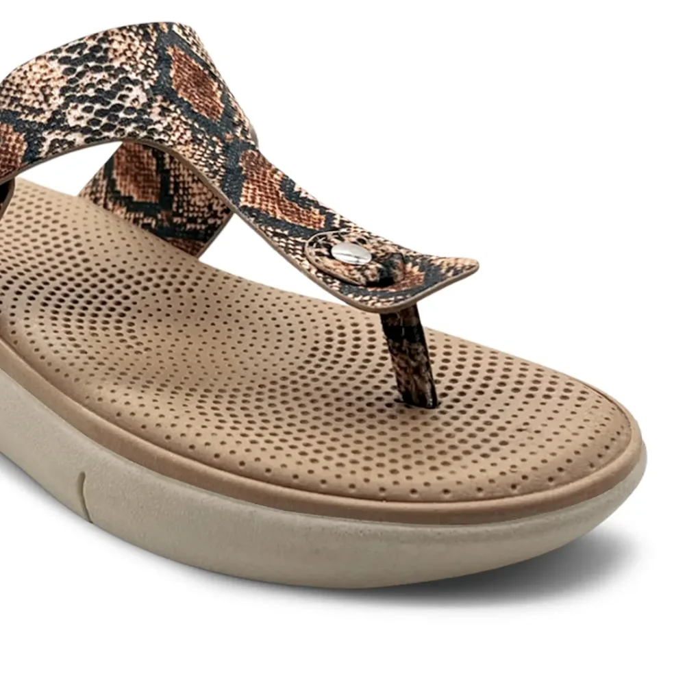 Amelia - Beige Snake Skin Sandal - For Women