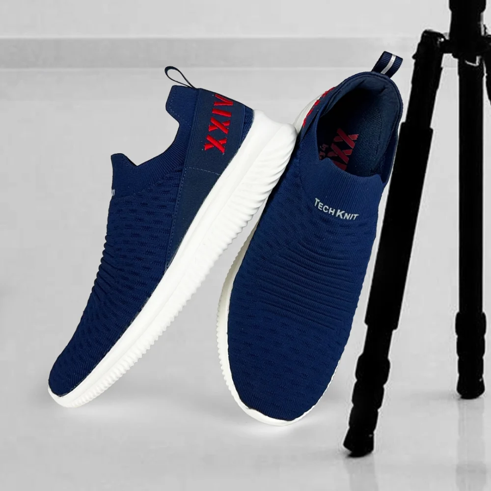 TECH KNIT Navy Red Men Sneakers