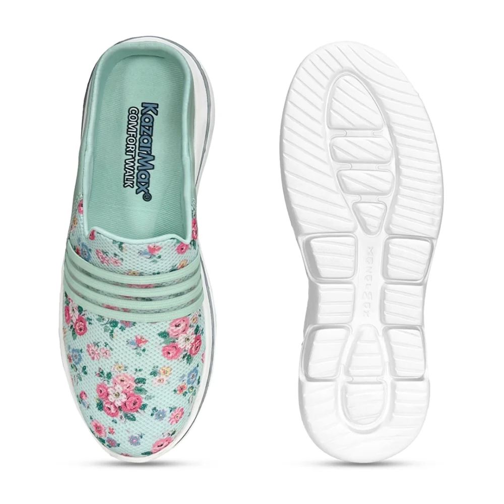 CLOUDSTEP Sea Green Floral Mule