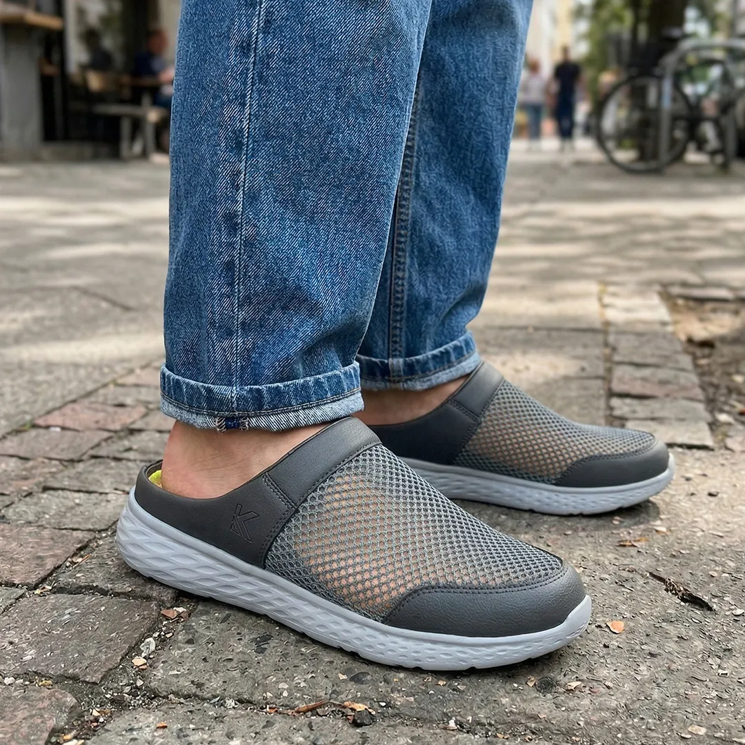 Men's SUMMER BREEZE- Dark Grey  CushionedMule
