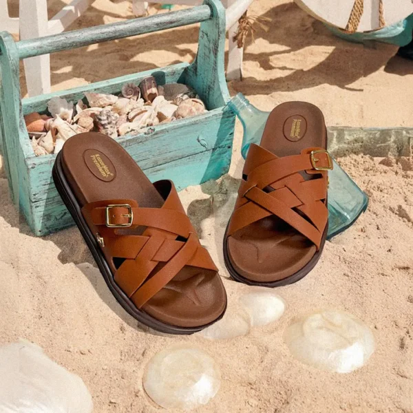 Effortless Comfort Slip-On Tan Sandal for Women