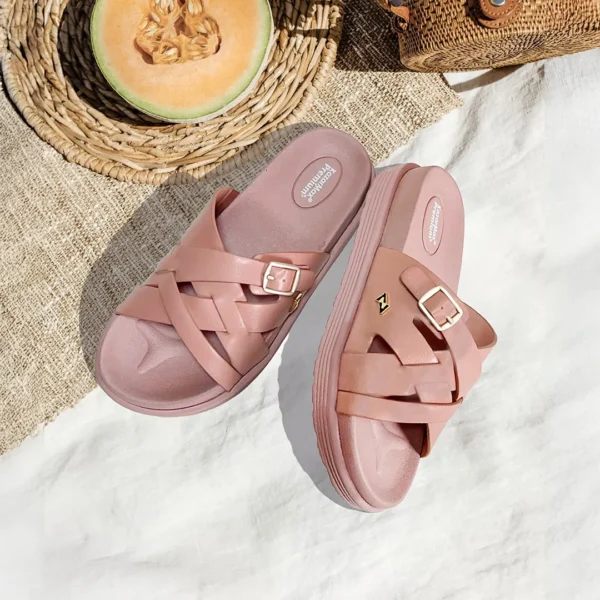 Effortless Comfort Slip-On Peach Sandal for Women