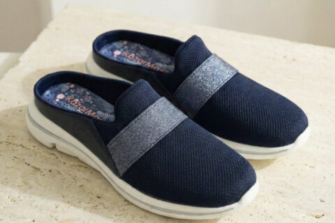 Women’s Cloudstep Navy Shimmer Cushioned Mule Flats