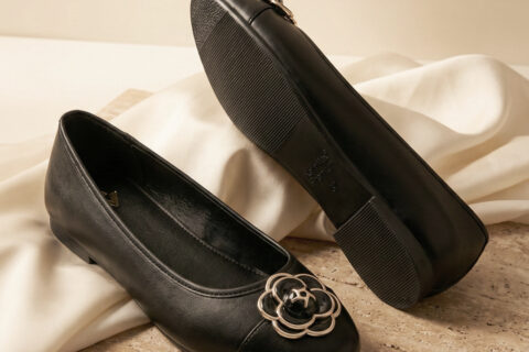 Women’s Zinnia Black Chic Flower Detail Ballerina Flats