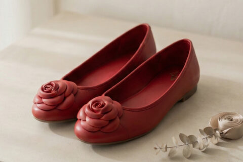 Women’s Zinnia Cherry Red Floral Embellished Ballerina Flats