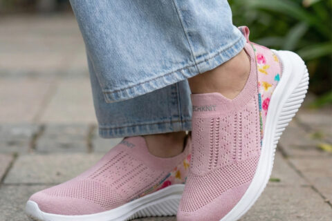 Women’s KazarMax Bloom Peach Floral Casual Slip-On Sneakers