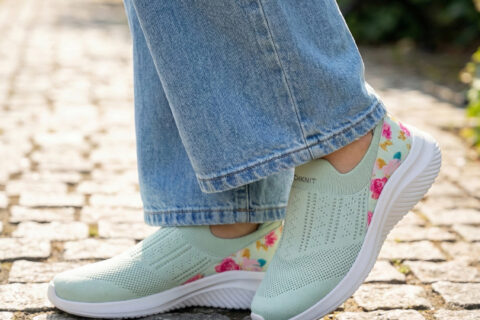 Women’s KazarMax Bloom Sea Green Floral Casual Slip-On Sneakers
