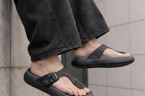 Men’s ContourX  Black V-Shape Cushioned Footbed Sandal