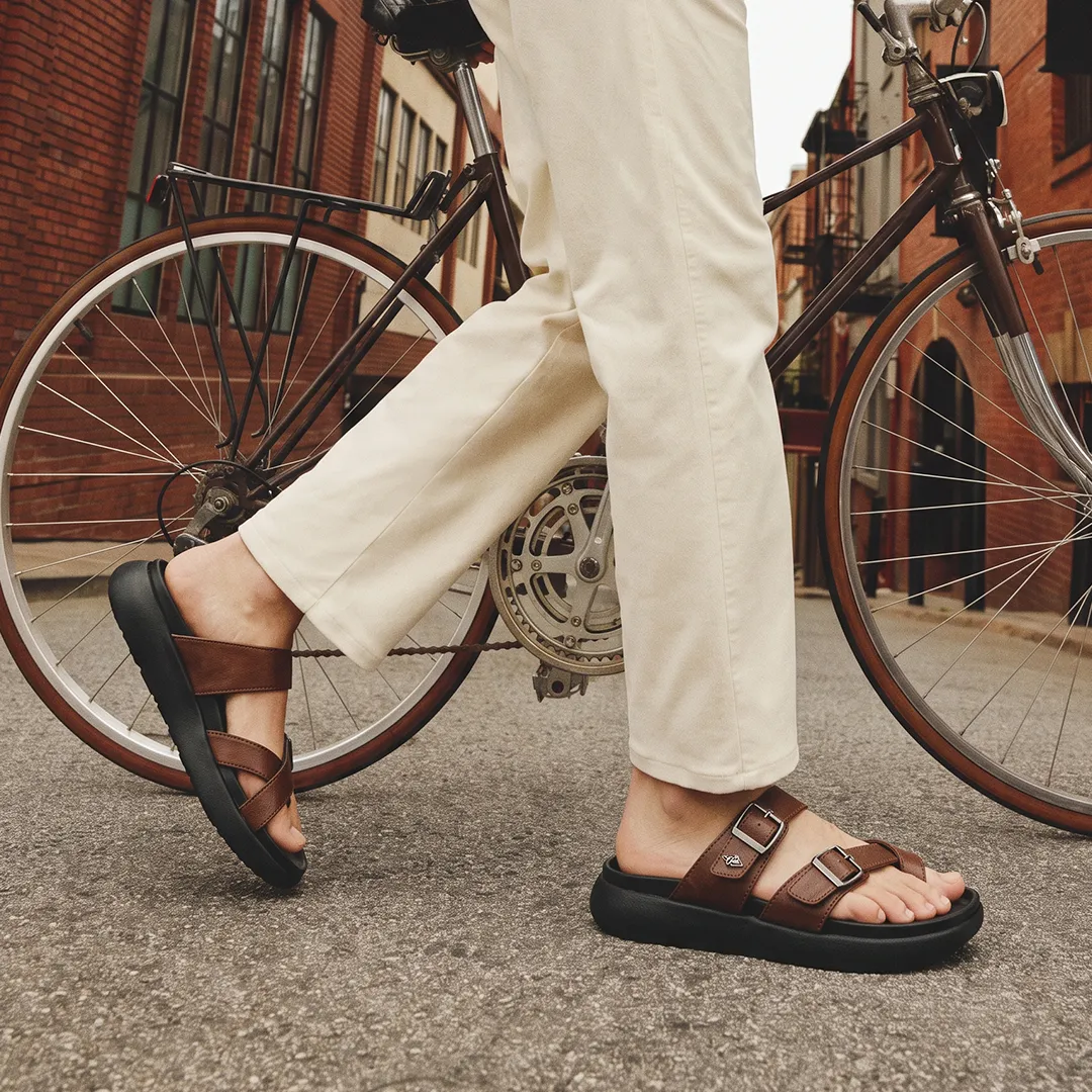 Men's ContourX  Tan Cross Thumb Cushioned Footbed Sandal