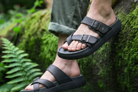 Men’s ContourX  Grey Cross Thumb Cushioned Footbed Sandal